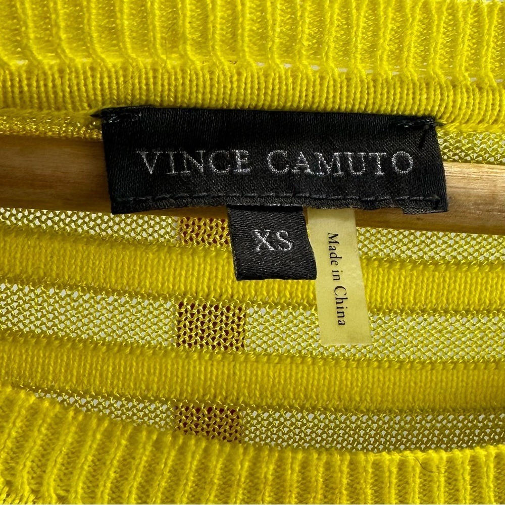 Yellow Sheer Striped Lightweight Sweater Vince Camuto Sheer Women's Size XS - Picture 10 of 11